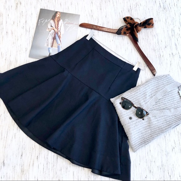 J. Crew Super 120s Fit & Flare Navy Skirt Size 0P - Picture 2 of 8